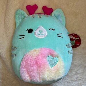 NWT Corinna the Cat 8 inch Squishmallow with Heart Headband - Valentine's Day